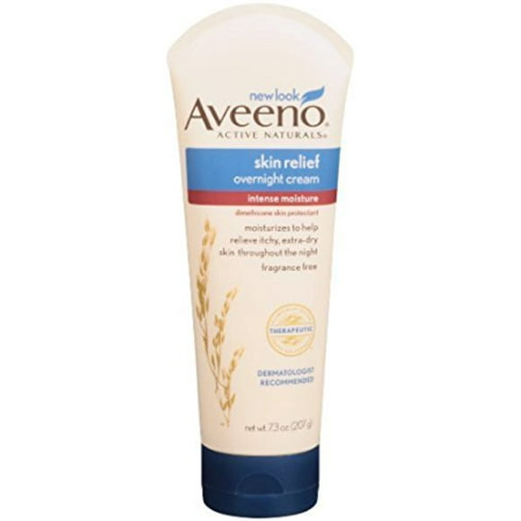 Aveeno Skin Relief Overnight Intense Moisture Cream with Triple Oat Complex & Natural Shea Butter, Therapeutic Dimethicone Skin Protectant for Dry Itchy Skin Relief, Fragrance- & Steroid-Free, 7.3 oz