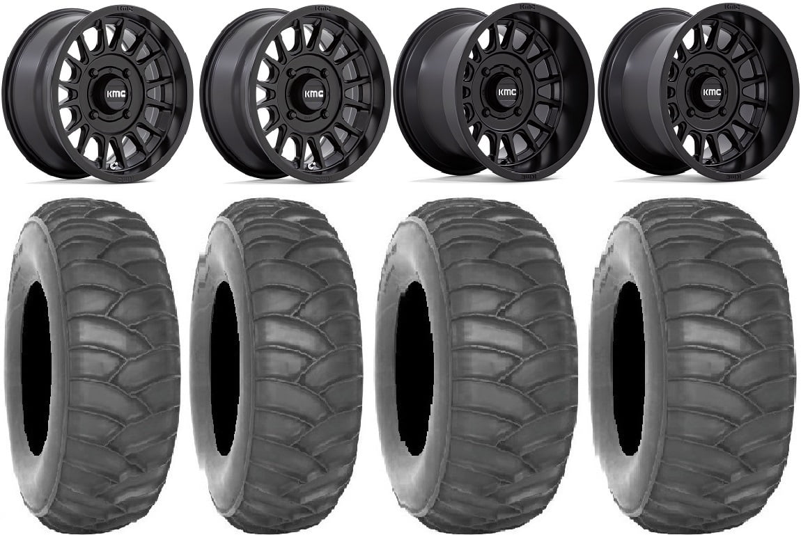 KMC Impact 15" Wheels Black 32" SS360/HP Tires Polaris RZR XP 1000