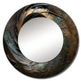 thumbnail image 2 of Designart "Vortex of Whirling Wisdom in Bronze I" Abstract Spirals Grey Large Round Mirror - Round Office Mirror Wall Decor - Modern Round Printed Mirror - 23" x 23", 2 of 6