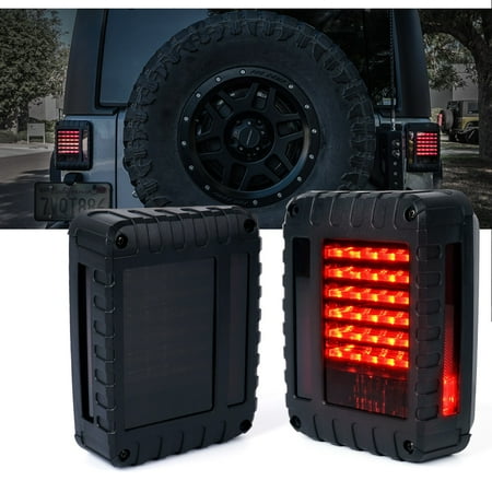 Defender Led - Xprite Defender Series LED Tail Light Assembly with Smoke Lens For Jeep Wrangler JK JKU 2007 - 2018