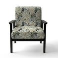 thumbnail image 4 of Designart "Exotic Floral Pattern In Grey And White" White Floral Upholstered Accent Chair - Cottage Arm Chair For Living Room, 4 of 7