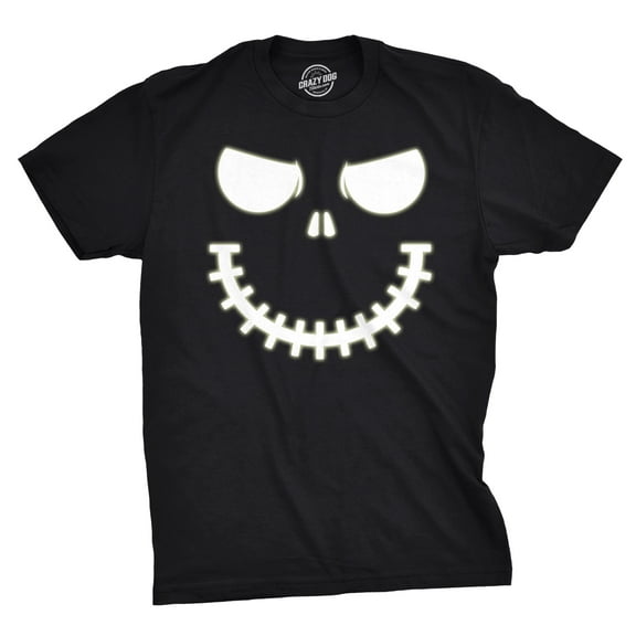 Mens Skeleton Zipper Pumpkin Face T Shirt Glow In The Dark Halloween Tee Graphic Tees
