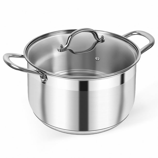 Olla Kirecoo de acero inoxidable de 8 litros con tapa visible de inducción