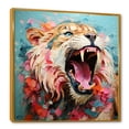 thumbnail image 2 of Designart "Roaring Brown and Pink Lion" Animals Framed Wall Art - Traditional Brown Lion Living Room Framed Canvas Art, 2 of 6