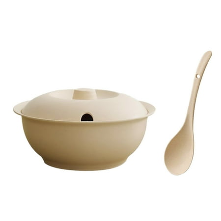 

NUOLUX Wheat Straw Anti-Scald Soup Pot with Lid Soup Spoon Set Kitchen Tableware