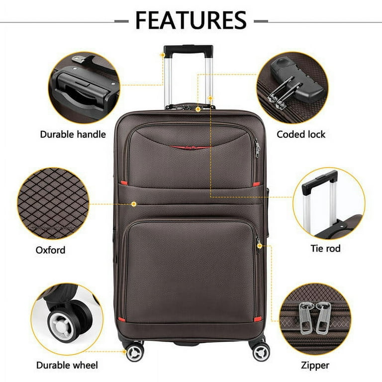 Hikolayae Jingpin 3-Piece Softside Spinner Set, Space Brown, Carry
