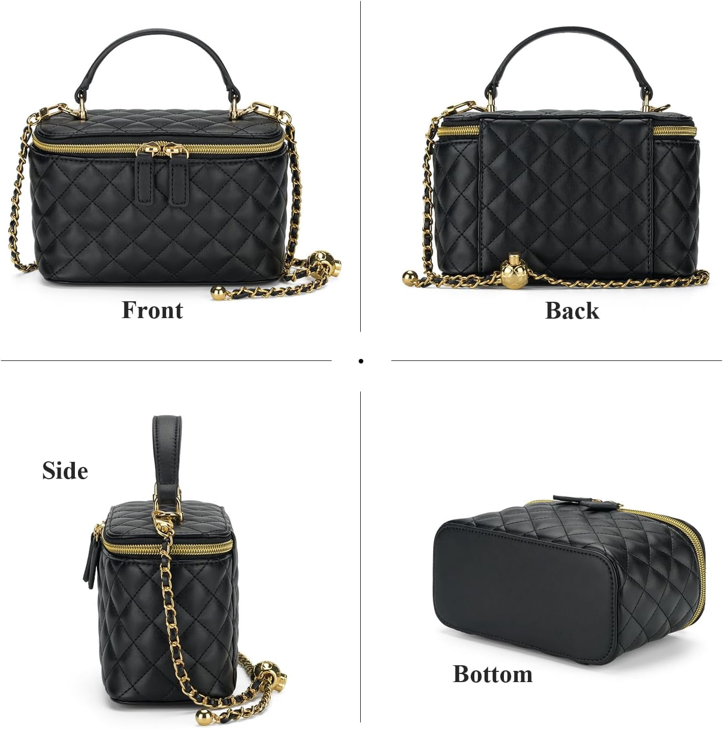 mirlewaiy Mini Quilted Box Crossbody Bags for Women, Small Square Designer Clutch Purses with Adjustable Chain Strap