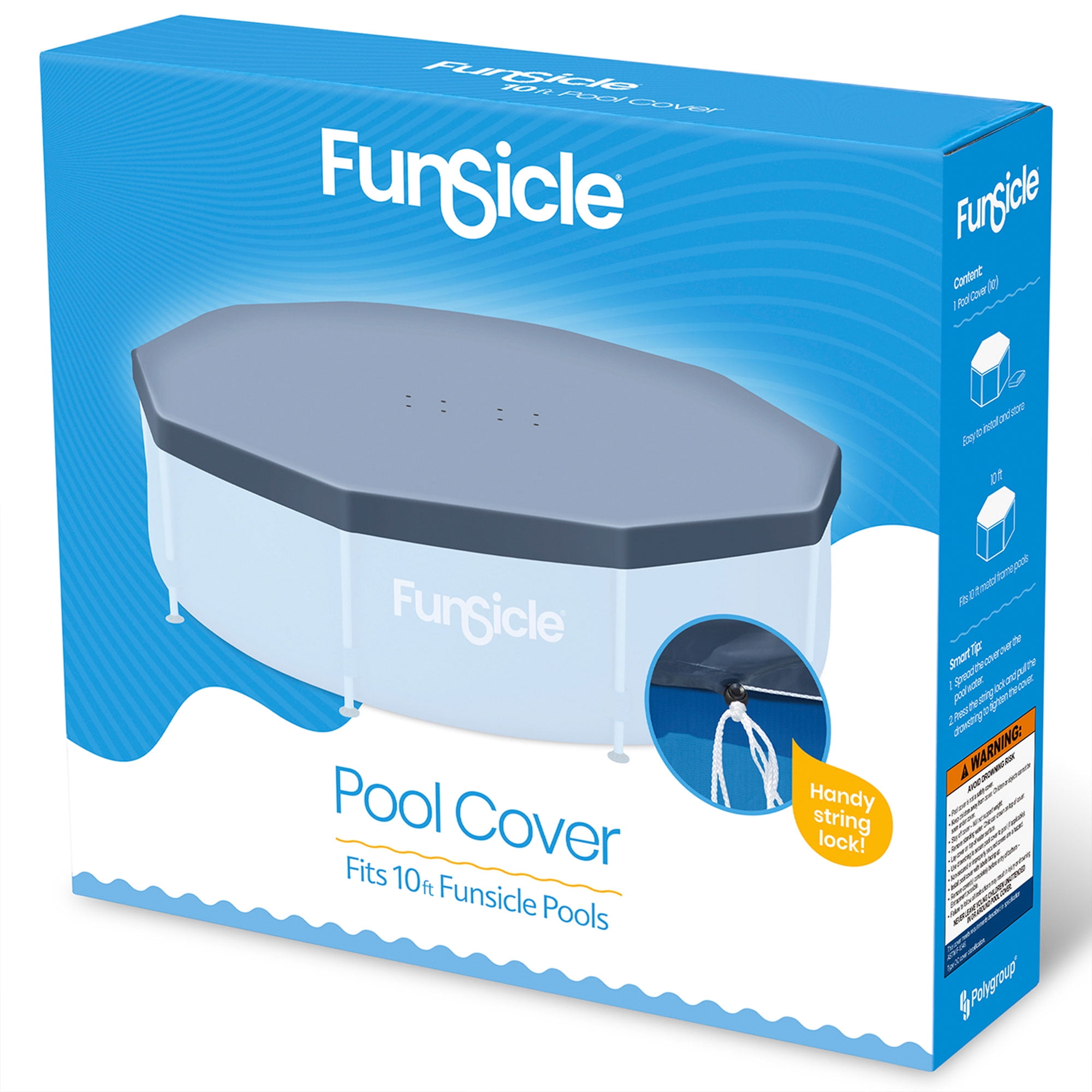 Funsicle 10 ft Round Above Ground Swimming Pool Cover, Gray, Adults