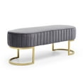 thumbnail image 3 of Miniyam Bench Bedroom Bench,Velvet Oval Upholstered End of Bed Bench with Golden Metal Legs,Gray, 3 of 7