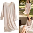 thumbnail image 2 of Maternity Lounge Dress With Padding Warm Sleepwear For Postpartum Comfort Thermal Sleepshirt Loungewear light pink, 2 of 4