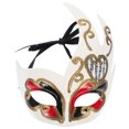 thumbnail image 1 of Máscaras venecianas con forma de llama para hombre, creativas máscaras masculinas de mascarada, decoración de media cara, suministros para fiestas, banquetes y bailes (rojas), 1 of 7