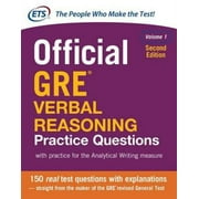 Pre-Owned Official GRE Verbal Reasoning Practice Questions, Second Edition, Volume 1 (Paperback 9781259863486) by Educational Testing Service