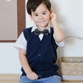 thumbnail image 4 of Chalecos de punto para niños escolares, suéter con cuello en V, chaleco, camiseta interior para adolescentes, cárdigan informal sin mangas para niñas, Tops de 4 a 13 años, 4 of 5