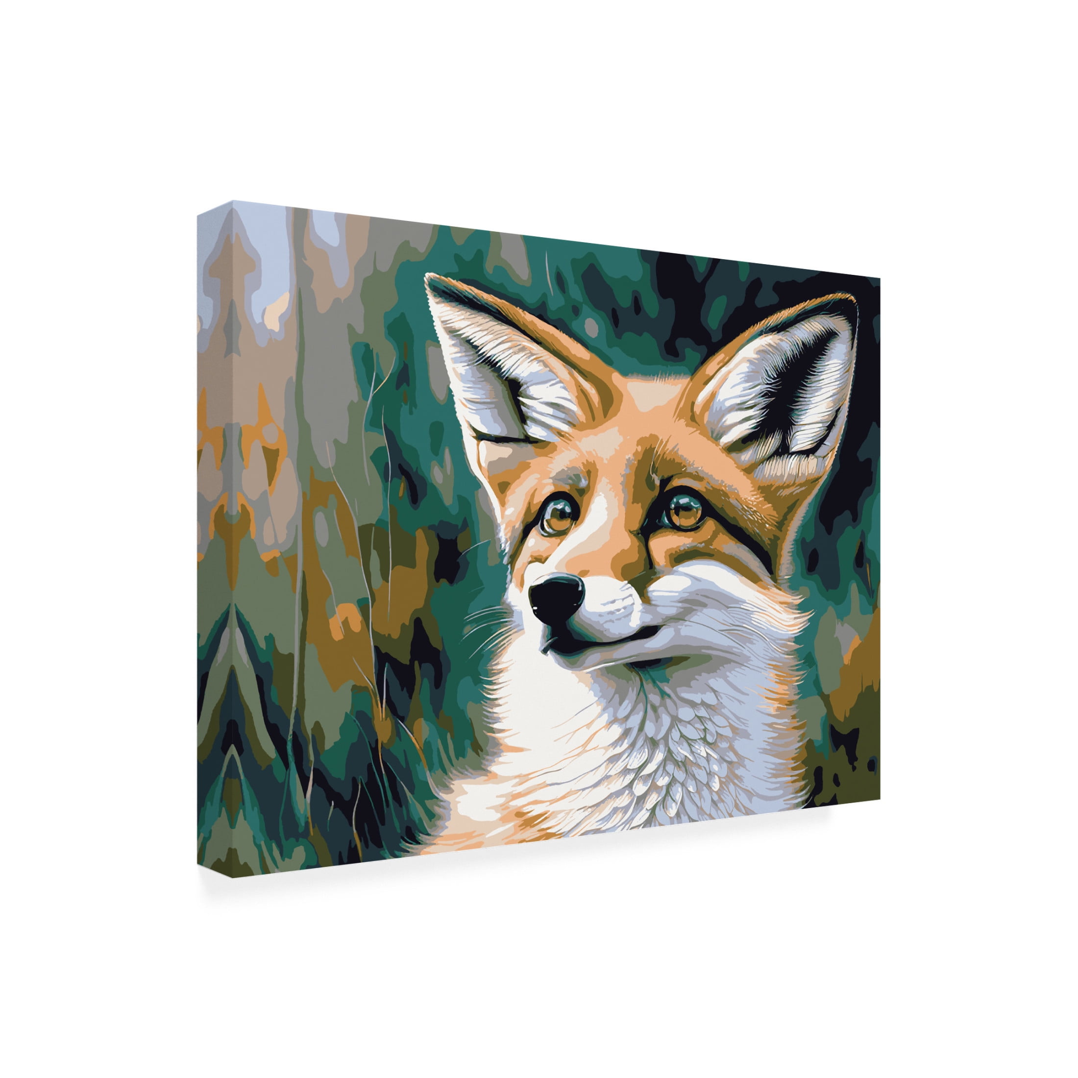 Canvas Wall Art - FootePrint Art 'Fox' Wall Art for Living Room, Bedroom, or Office Décor by Trademark Fine Art - 19 x 14 Inches