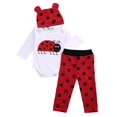 thumbnail image 1 of 3 Pcs Unisex Baby Pants Animal Print Romper + Long Pants + Hat Suits, 1 of 8