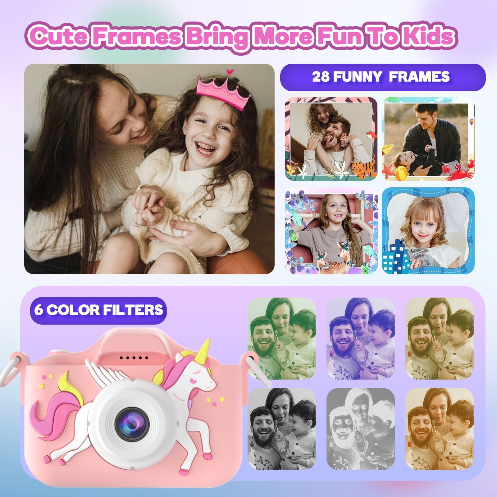 Seckton Kids Digital Camera with Silicone Cover, Dual Lens, Pink photo 5