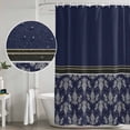 thumbnail image 4 of Boho Navy Blue Flower Shower Curtain Set - 48" x 72" Washable Bathtub Curtain with 12 Hooks, Abstract Bohemia Pesley Floral Waterproof Fabric Stall Shower Curtains for Bathroom/Bathtub Décor, 4 of 6