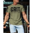thumbnail image 3 of Gymish Grit Workout T-Shirt for Men, Funny Gym Shirt, Lifting Tee, Deadlift Shirt, Military Green with Sleeve Logo, XX-Large, 3 of 6