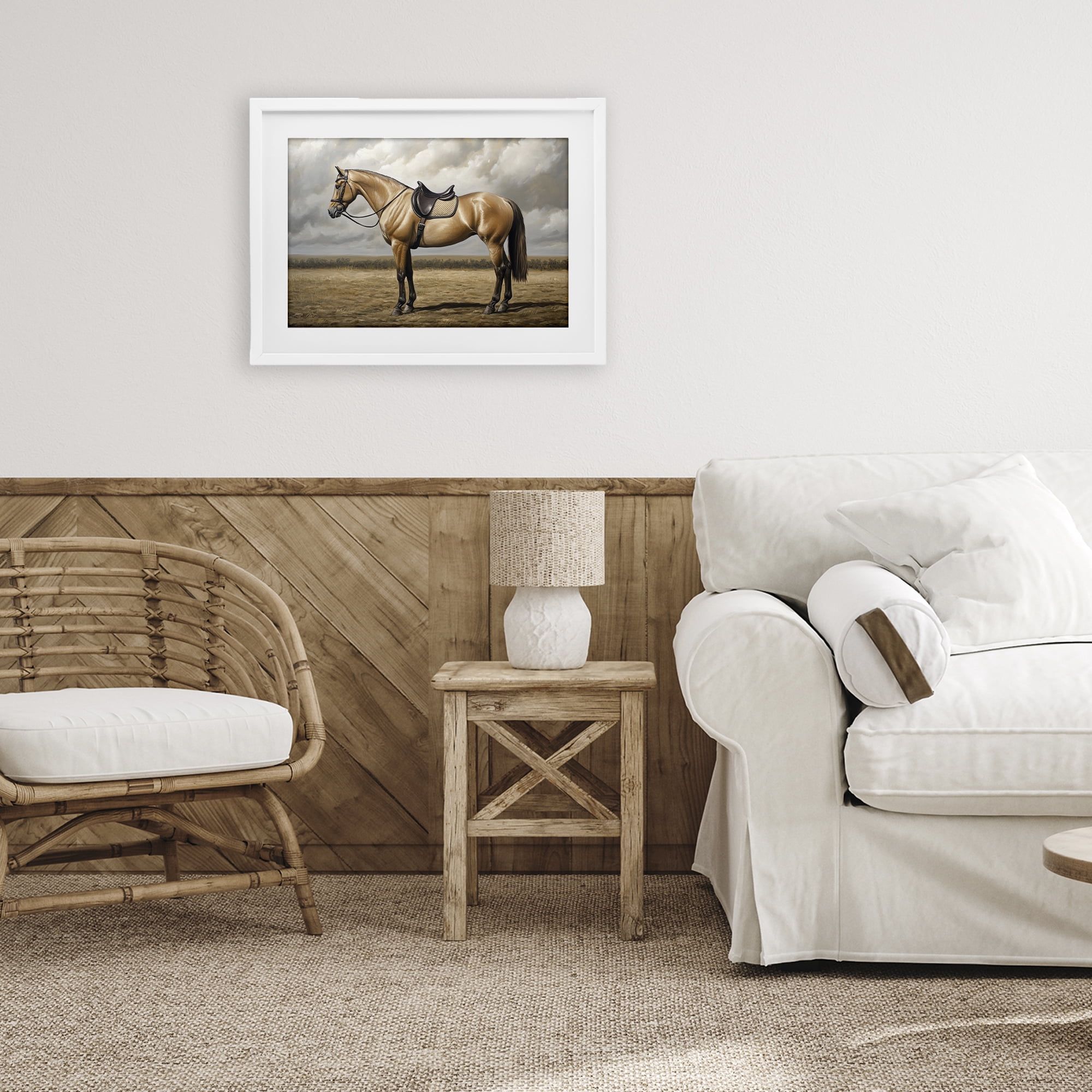 Stupell Industries Shiny Mare Saddled Up White Framed Print Under Glass, design by Petal Prints Design