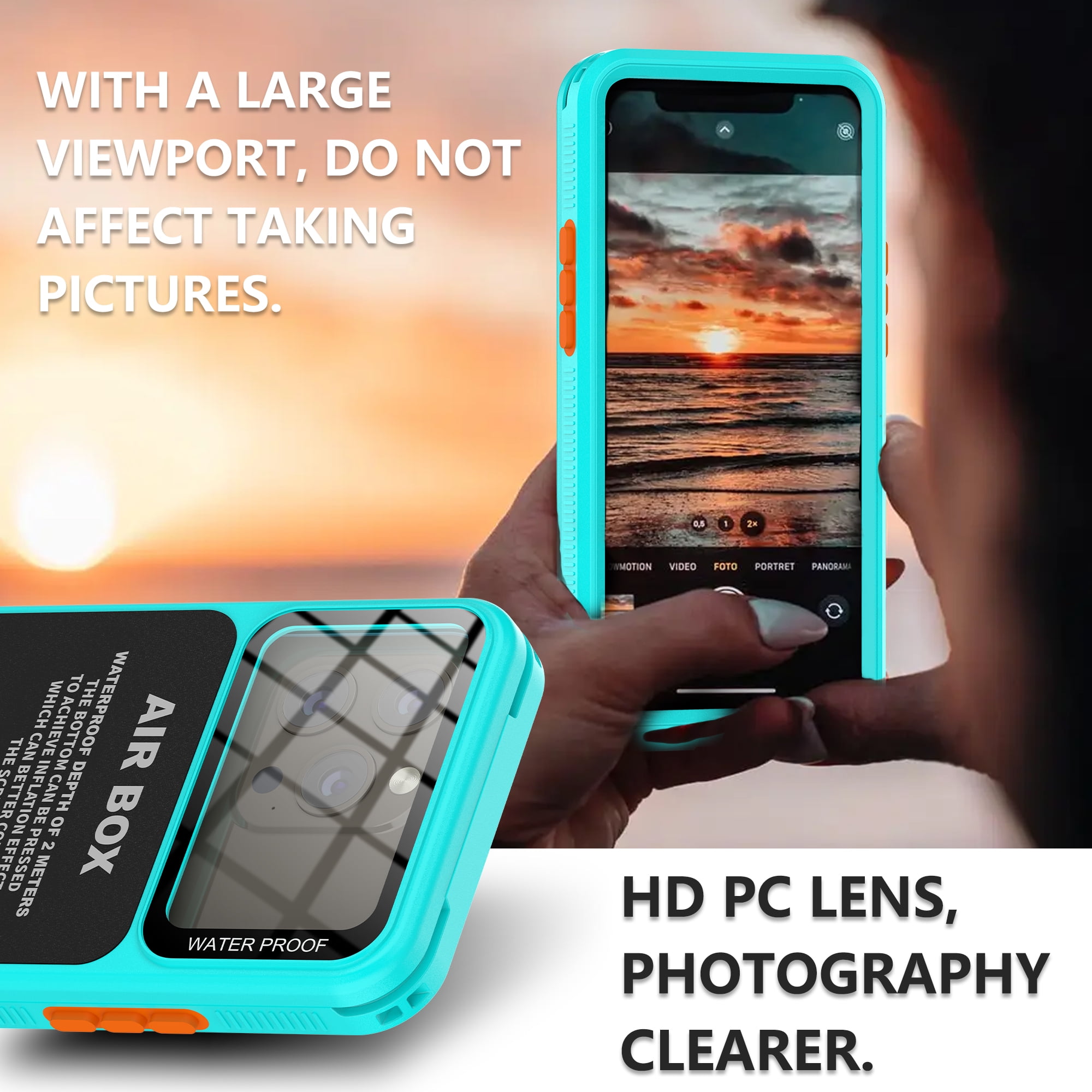 TECH CIRCLE Waterproof iPhone Case,Universal Underwater Phone Pouch Holder Lanyard Dry Bag Beach Travel Essentials Snorkeling Cell Phone Case for iPhone 6.1 inch iPhone 15 14 13 12 Pro Cover,Grassblue