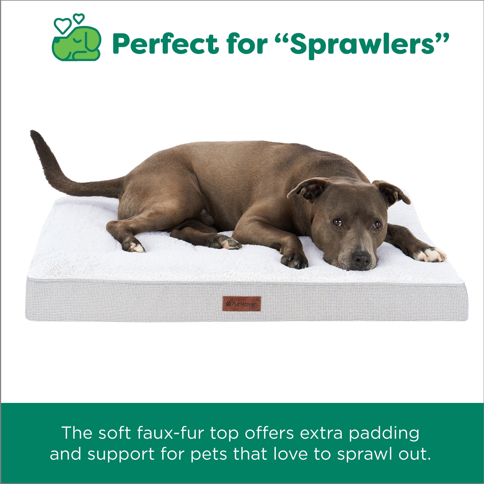 FurHaven None Orthopedic Dog Bed – Plush & Decorator Check Tuft-Top Classic Cushion Pet Bed, Removable Washable Cover,
