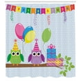 thumbnail image 3 of Ambesonne Birthday Party Shower Curtain, Cartoon Owl at Party, 69"Wx84"L, Pale Blue, 3 of 3