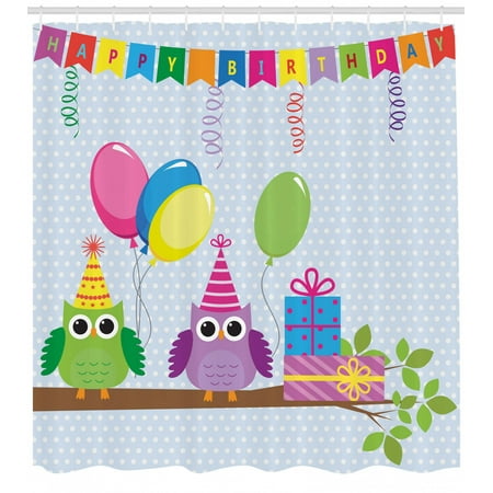 Birthday Decorations For Kids Shower Curtain Cartoon Owls At A