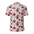 thumbnail image 2 of Daiia Leaves And Anemone Flowers In Red Grey Pattern Men’s Polo Shirts,Solid Deck Shirt,Classic Fit, Breathable Cotton Polo for Casual and Sport Wear-Medium, 2 of 7