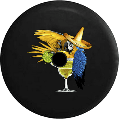 2018 2019 Wrangler JL Backup Camera Parrot in Margarita Glass Tropical Beach Vacation Spare Tire Cover for Jeep RV 33