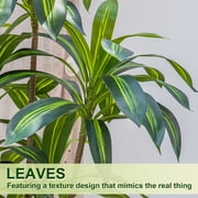 ROMSWI Dracaena Artificial Tree 6ft Tall Pre Potted Dracaena Trees with White Tall Square Planter for Indoor Outdoor Home Office Decor