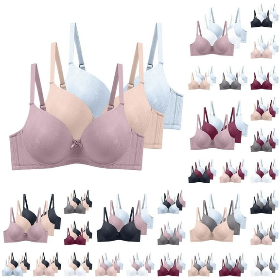 Txenfivo Women's Underwire T-Shirt Bra , Lightly Lined, Full Coverage, Adjustable Straps, 3 Pack, 38B–48DD