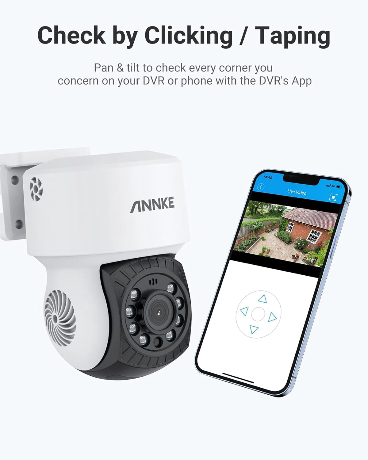 ANNKE 1080P 2MP AHD CCTV Dome Camera, 350° Pan, 90° Tilt, 100ft Night Vision, IP65 Weatherproof, Wired Outdoor Cam