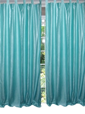 Mogul Moroccan Curtain Blue Tab Top Drapes / Panel- Pair Indian Window Treatment ( Length: 108".) …