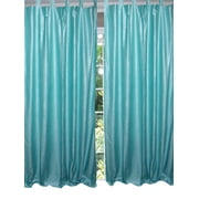 Mogul Moroccan Curtain Blue Tab Top Drapes / Panel- Pair Indian Window Treatment ( Length: 108".) …