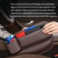 thumbnail image 2 of Car Leather Cup Holder Gap Bag,Seat Gap Storage Box,Adjustable Car Seat Storage Box,Leather Cup Holder Gap Bag with Cup Holder for Phones Glasses Keys Cards (Brown,A), 2 of 10