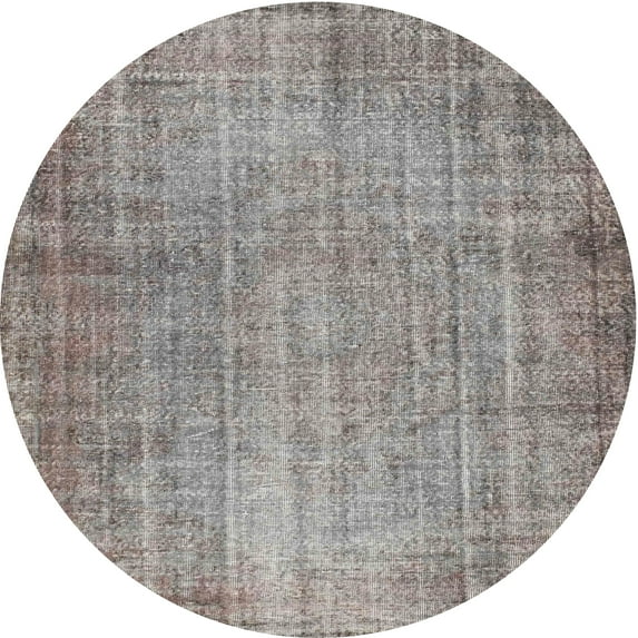 Ahgly Company Machine Washable Indoor Round Contemporary Silver Pink Area Rugs, 5' Round