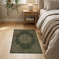 thumbnail image 3 of ODIKA 2'x3' Washable Accent Rug Pet Friendly, Bedside Mat Forest Bold Vintage Motif Symmetrical Sage Alfombra Verde Greenrug for Bedroom, Nursery, RV, 3 of 7
