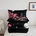 thumbnail image 5 of Homewish Japanese Ink Painting Queen Comforter Set,Romantic Cherry Blossom Comforter Sets Queen,Black Reversible,3 Pieces,1 Comforter and 2 Pillowcases, 5 of 7