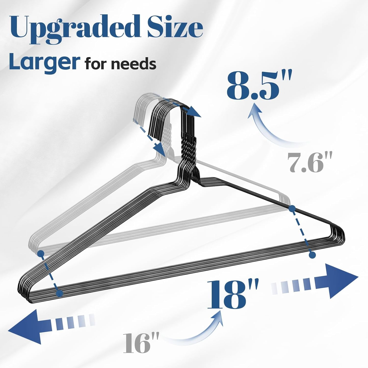 SPECILITE 18in Wire Metal Clothes Hangers Bulk 100 Pack, Space Saving, Ultra Thin for Large Size Suits, Coats, Black