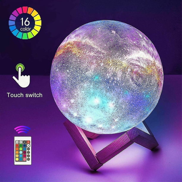 Lámpara de noche YONGSHENG 3D luna 16 colores USB táctil cambio remoto