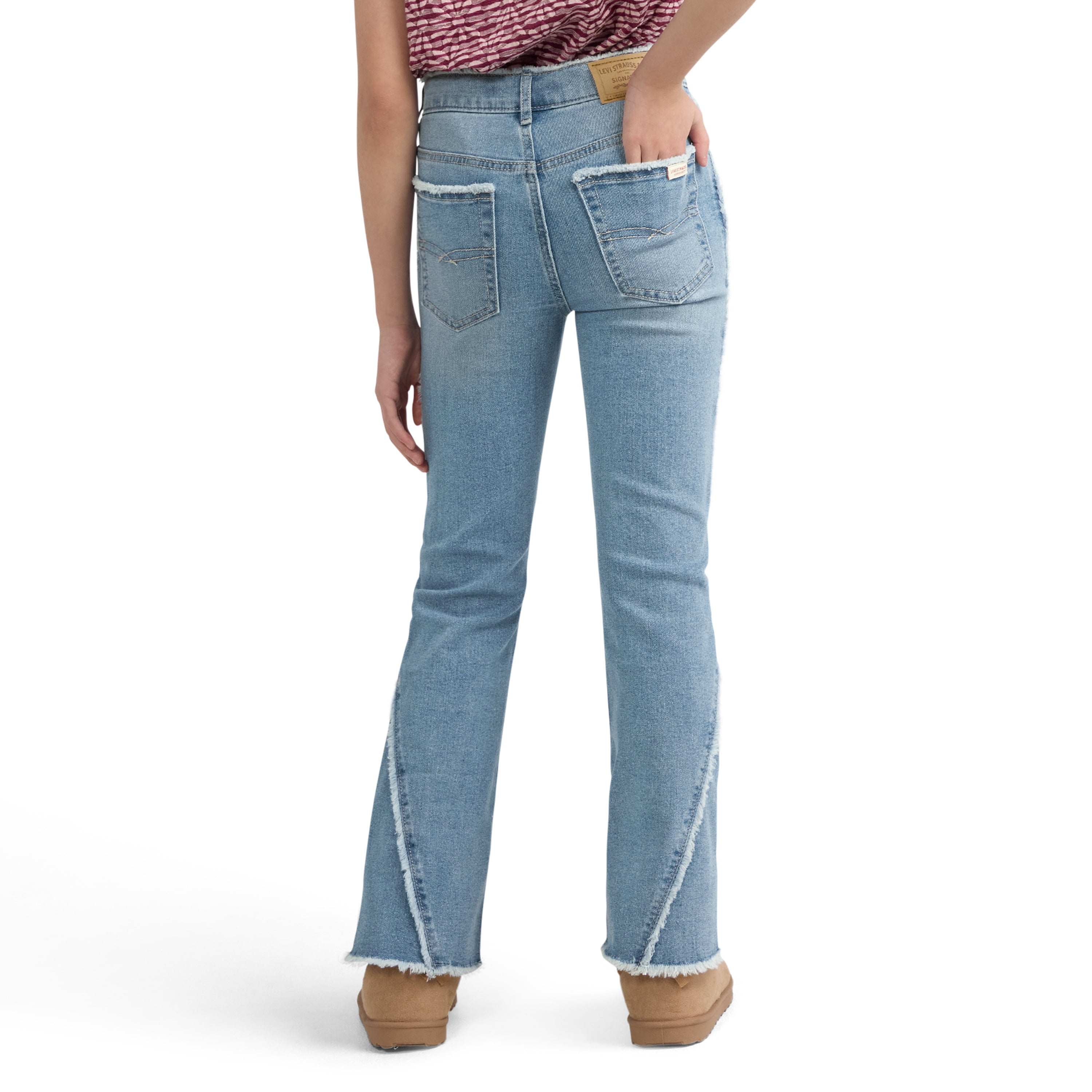 Levi Strauss Signature Girls Fray Edge Flare Jean, Size 5-18