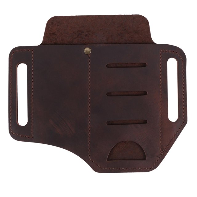 Funda de cuero con organizador Edc de bolsillo con 2 bolsillos para cuchillo Afortunado Sencillez