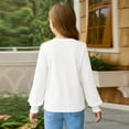 thumbnail image 3 of Drmagiyhm Long Sleeve Shirts for Girls Size 10-12 Casual Crewneck Solid Color Shirt Fashion Basic Fall T Shirts Kids Comfy Tops, Tees & Blouses White 9-10 Years, 3 of 3