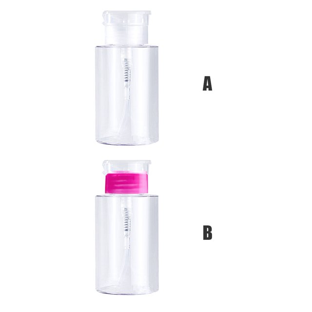 Empty Pump Dispenser Nail Polish Remover Refillable Storage Container Cosmetic Plastic Press Bottle Manicure Beauty Box Rose red 100ml