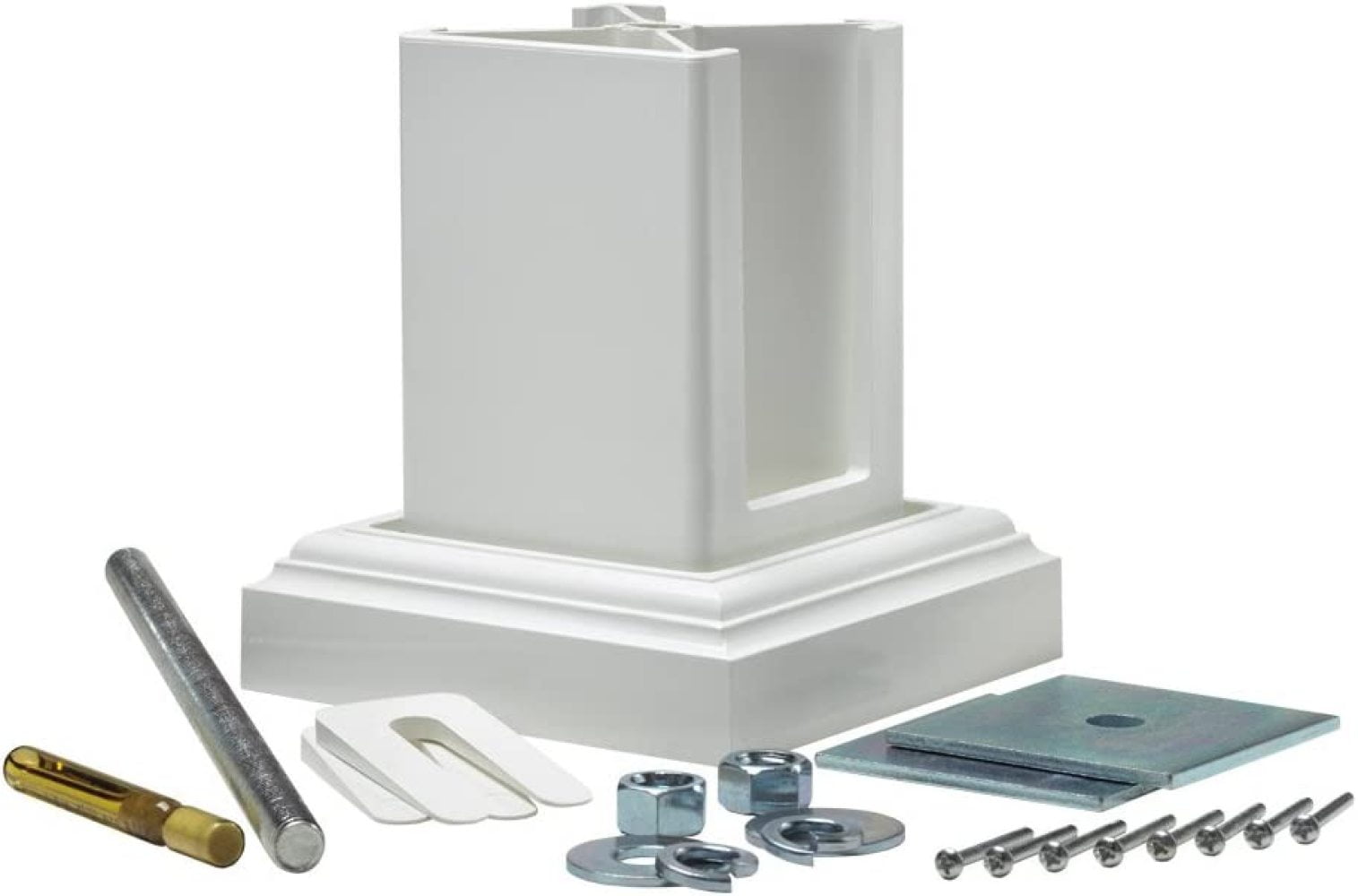 LueInJoy White Vinyl Fence Post Concrete Mount 4 in x 4 in