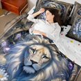 thumbnail image 5 of Manfei Woodland Lion Twin Bedding, Vintage Boho Western Bedding Comforter Set, Blue Brown, Polkadot Reversible, 7-Piece, 5 of 6