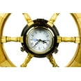 thumbnail image 4 of Nagina International Premium Nautical Luxurious Elegant Pine Maritime Crafted Brass Porthole Clock Ship Wheel with Large Roman Dial Face | Sailor's Nursery Birthday Gift (48 Inches), 4 of 6