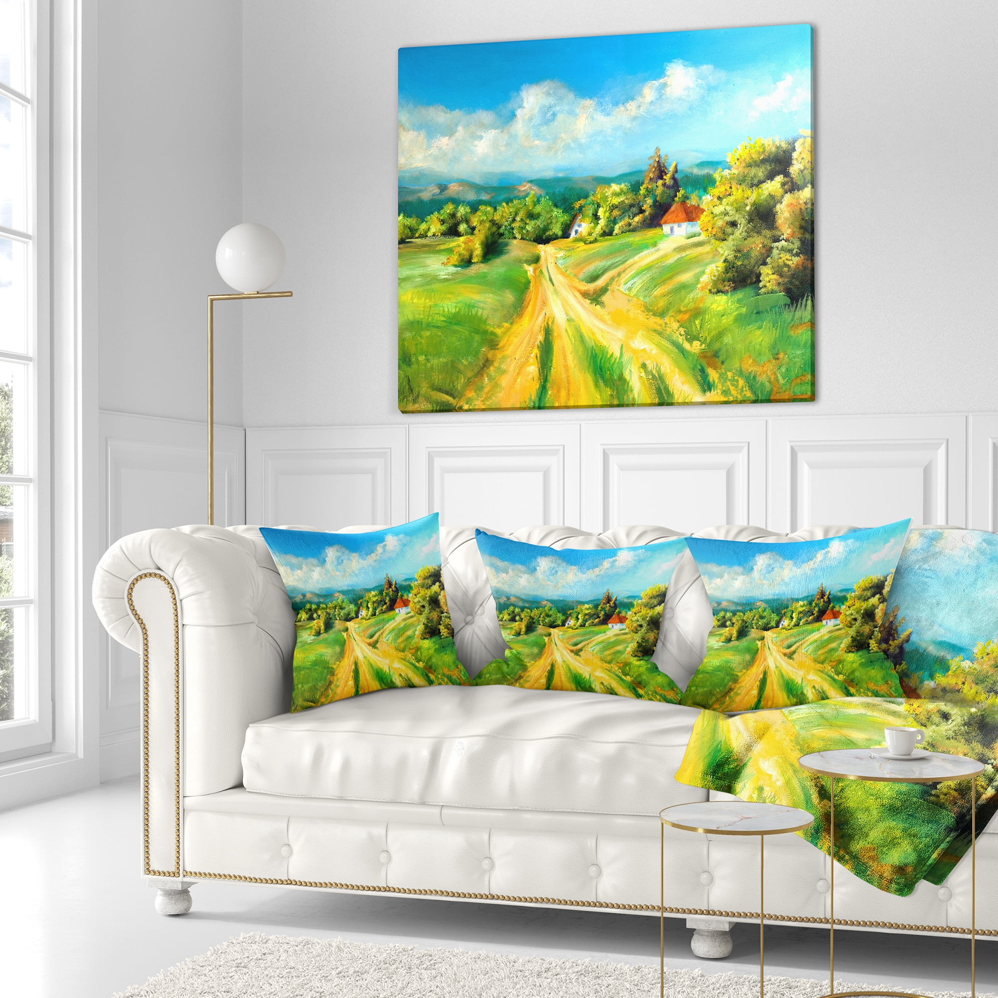 Designart Color of Summer - Landscape Printed Throw Pillow - 18x18