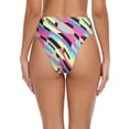 thumbnail image 6 of RELLECIGA Women's Neon Striped High Cut High Waisted Bikini Bottom Size Medium, 6 of 7