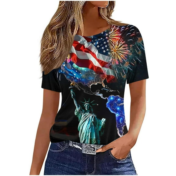 VerPetridure American Flag Shirt Women 4th of July Patriotic T Shirt Funny Stars Stripes Graphic Tee Independence Day T-Shirt Top